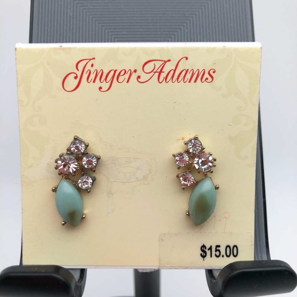 NWT Vintage Ginger Adams Jade & Clear Stone Post